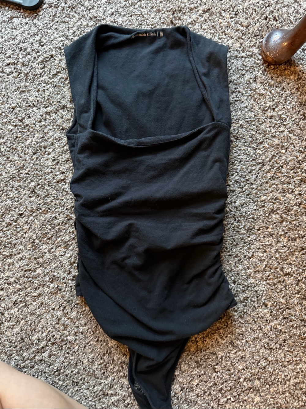 Abercrombie & Fitch Black Ruched Bodysuit Size X-Small